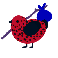 Bella Goth WIP, a vermilion and black chicken with a speckle pattern