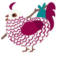 Red Snow Rose, a white and maroon chicken with a lace pattern