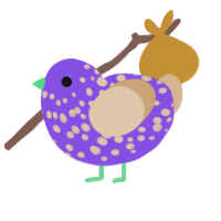 Purple shore, a blurple and beige chicken with a speckle pattern