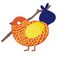 (unnamed), a vermilion and yellow chicken with a lace pattern