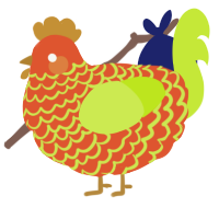 (unnamed), a vermilion and lime chicken with a lace pattern