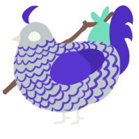(unnamed), a silver and indigo chicken with a lace pattern