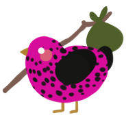 (unnamed), a fuchsia and black chicken with a speckle pattern