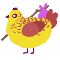 Bacon Mac and Cheese, a yellow and red chicken with a half-lace pattern