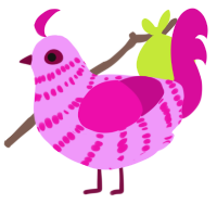 (unnamed), a lavender and fuchsia chicken with a bar pattern