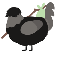 Shei, a sable and grey chicken with a head pattern