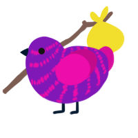 P4RTY, a violet and fuchsia chicken with a bar pattern