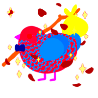 oh god, a lilac and ultramarine chicken with a lace pattern