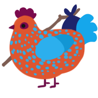 Tiaquana Flats, a vermilion and sky chicken with a speckle pattern