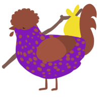 A violet and russet chicken with a speckle pattern