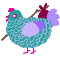 Heartbreaker, a turquoise and lilac chicken with a lace pattern