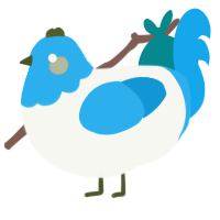 Skye, a white and sky chicken with a head pattern