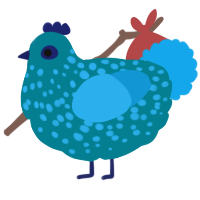 Cardigan, a sea and sky chicken with a speckle pattern