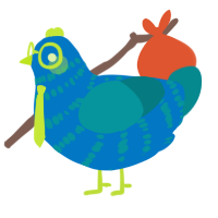Boomerang, a sapphire and teal chicken with a bar pattern