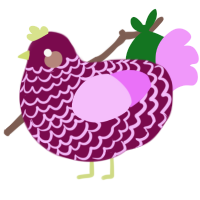 Caroline, a wine and lavender chicken with a head pattern