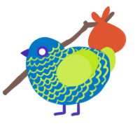 Kepler, a sapphire and lime chicken with a lace pattern