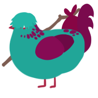 Remnant, a turquoise and wine chicken with a neck-speckle pattern