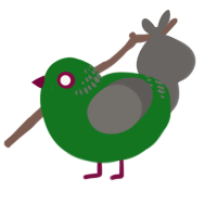 Green Bean, a leaf and grey chicken with a neck-band pattern