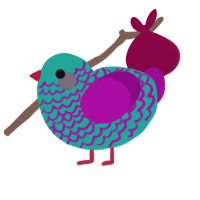 (unnamed), a turquoise and plum chicken with a lace pattern