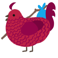 A crimson and maroon chicken with a lace pattern