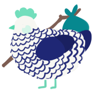 (unnamed), a white and navy chicken with a lace pattern
