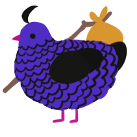 Doxophobia, a indigo and black chicken with a lace pattern