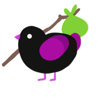 Pheelip, a black and plum chicken
