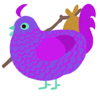 Uaijo nincompoop, a blurple and amethyst chicken with a lace pattern