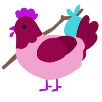 (unnamed), a pink and maroon chicken with a head pattern
