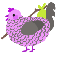 A lavender and grey chicken with a lace pattern