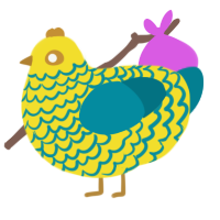Sandy, a yellow and sea chicken with a lace pattern