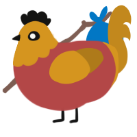 George, a red and ochre chicken with a head pattern