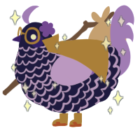 A navy and lilac chicken with a lace pattern