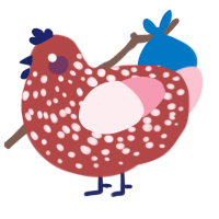 A red and rose chicken with a speckle pattern