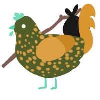 洗脳, a olive and orange chicken with a speckle pattern