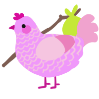 macaron, a lavender and pink chicken with a lace pattern