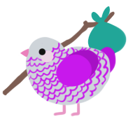 Purple Strings, a mist and amethyst chicken with a lace pattern