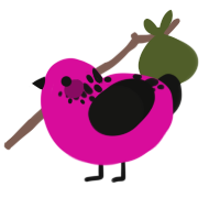 (unnamed), a fuchsia and black chicken with a neck-speckle pattern