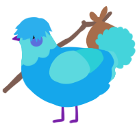 Nile, a sky and aqua chicken with a head pattern