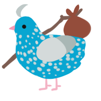 G, a cerulean and silver chicken with a speckle pattern