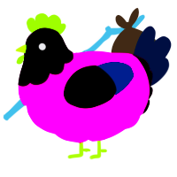 A viridian and cream chicken with a head pattern
