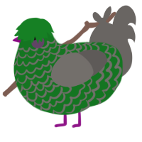 A leaf and grey chicken with a lace pattern