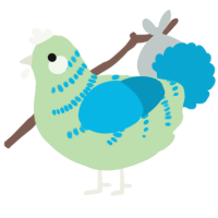 SO CLOSE, a gluppy and cerulean chicken with a half-bar pattern