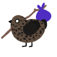 Choco Chip, a bark and sable chicken with a speckle pattern