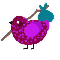 pouberry, a maroon and amethyst chicken with a speckle pattern