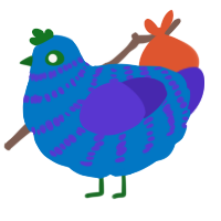 Tide, a sapphire and indigo chicken with a bar pattern