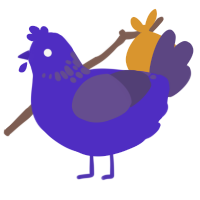 NabNab, a indigo and overcast chicken with a neck-speckle pattern