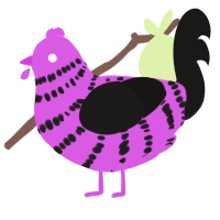 A orchid and sable chicken with a bar pattern