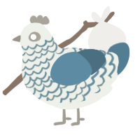 A gluppy and sapphire chicken with a lace pattern