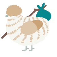 A white and beige chicken with a bar pattern